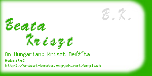 beata kriszt business card